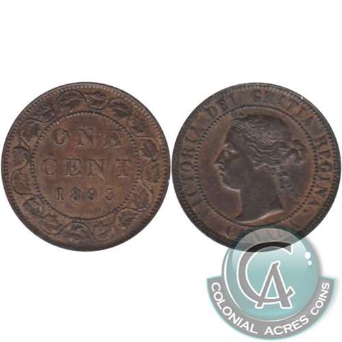 1893 Canada 1-cent Almost Uncirculated (AU50)