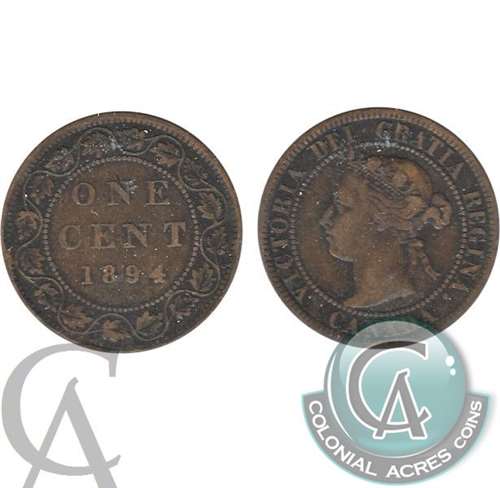 1894 Large 4 Canada 1-cent Fine (F12)