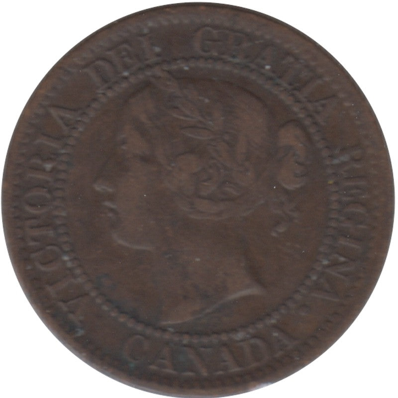 1859 Narrow 9 Canada 1-cent F-VF (F15)