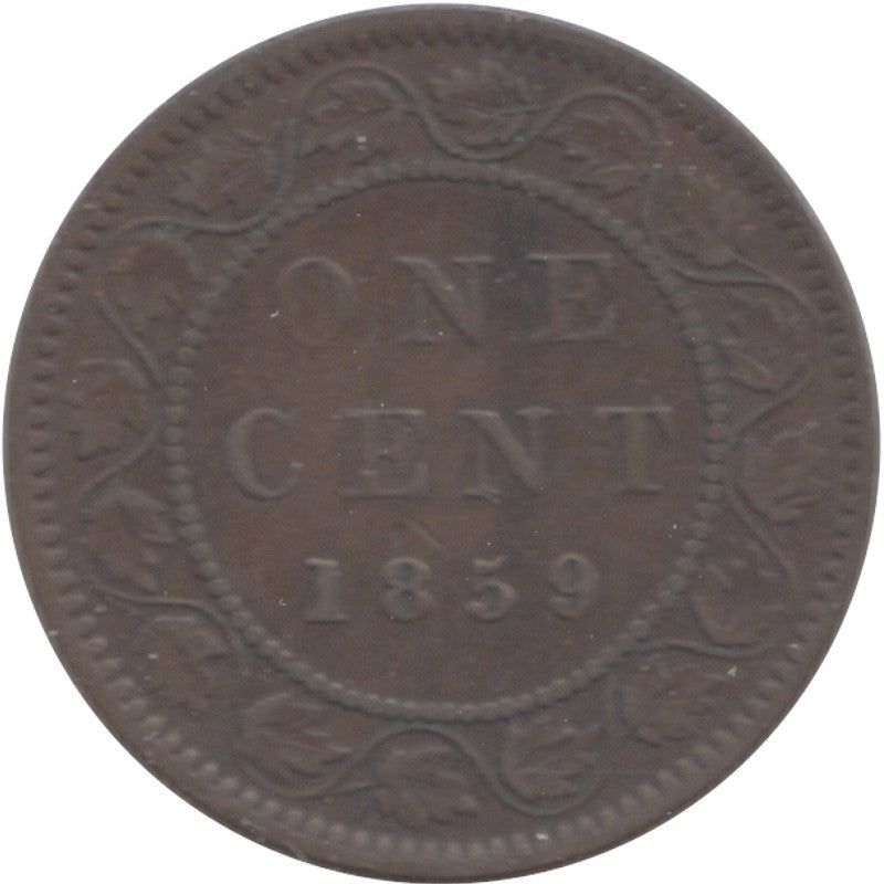 1859 Narrow 9 Canada 1-cent Fine (F-12)