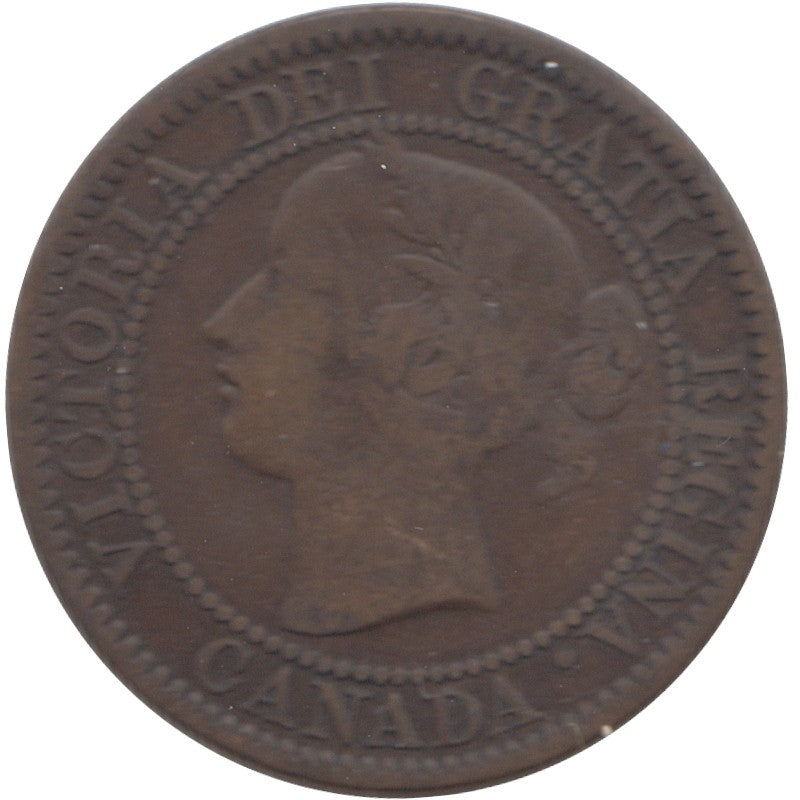 1859 Narrow 9 Canada 1-cent G-VG (G6)
