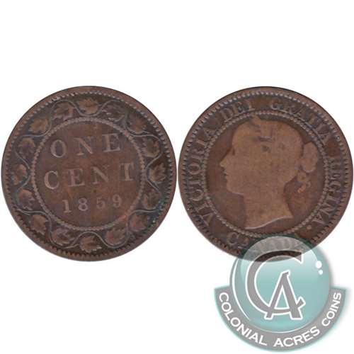 1859 Narrow 9 Canada 1-cent Good (G-4)