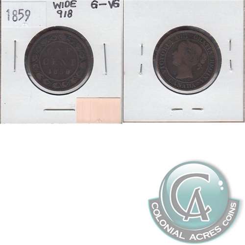 1859 Wide 9/8 Canada 1-cent G-VG (G6)