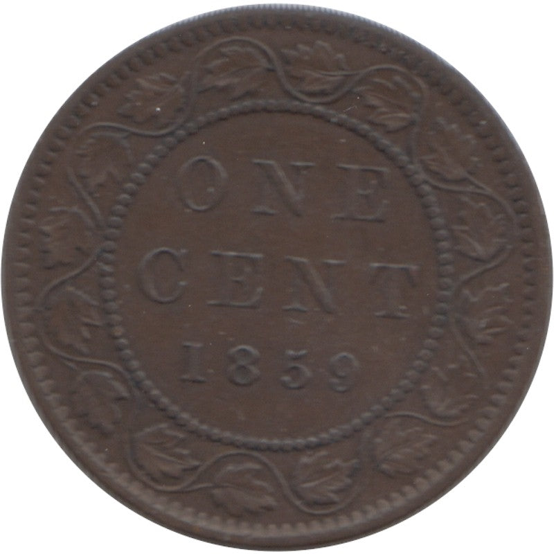 1859 Narrow 9 Canada 1-cent VF-EF (VF30)