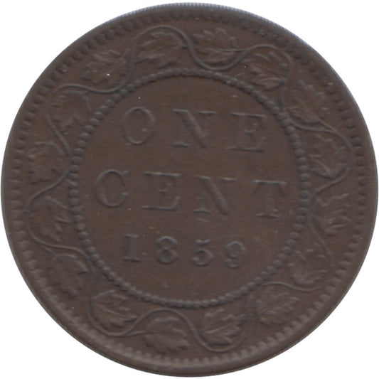 1859 Narrow 9 Canada 1-cent VF-EF (VF30)