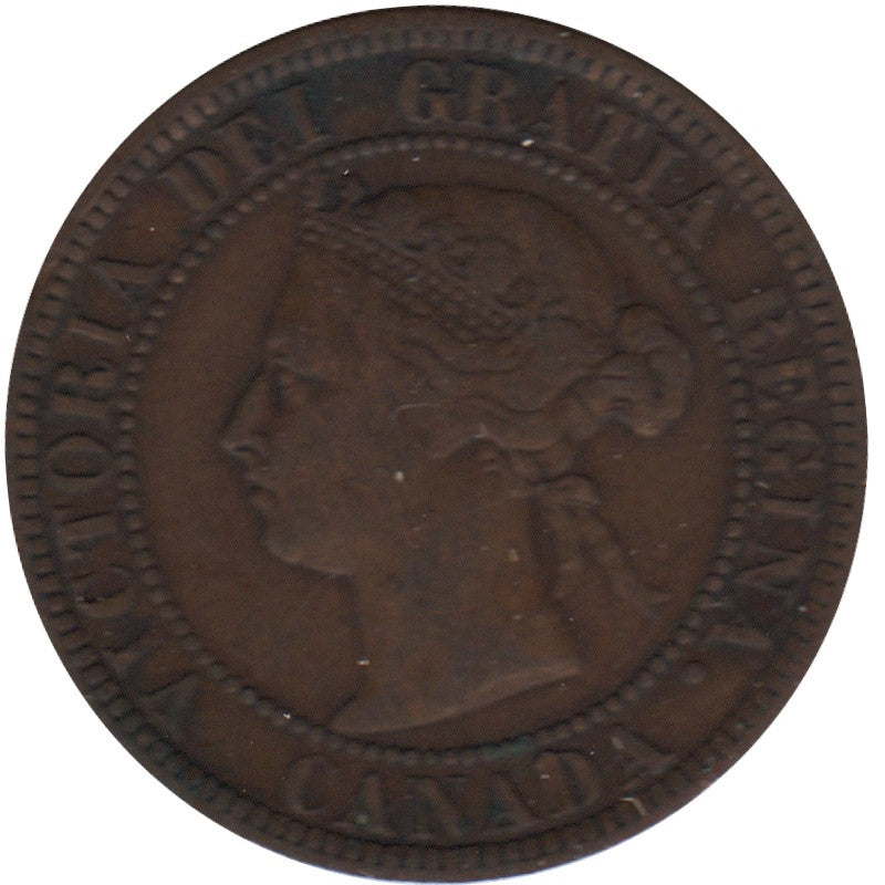1886 Obv. 2 Canada 1-cent F-VF (F-15)