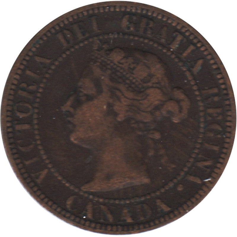 1886 Obv. 2 Canada 1-cent Fine (F12)