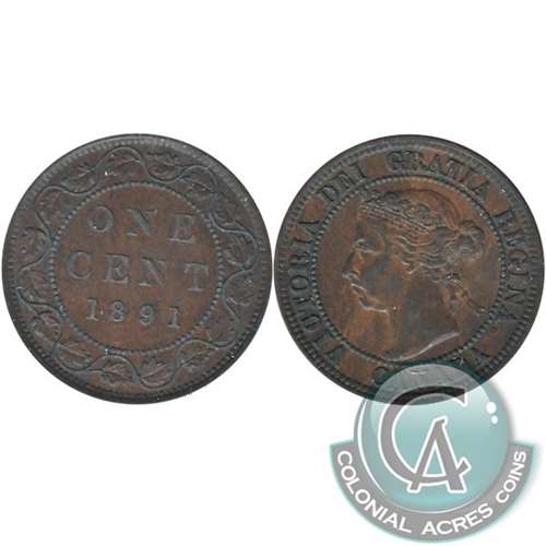 1891 SDSL Obv. 3 Canada 1-cent VF-EF (VF30) $