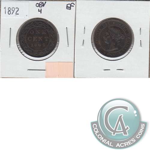 1892 Obv. 4 Canada 1-cent Extra Fine (EF40)