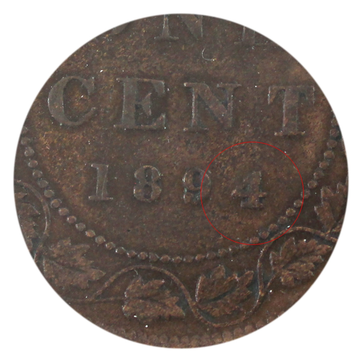 1894 Large 4 Canada 1-cent F-VF (F15) S