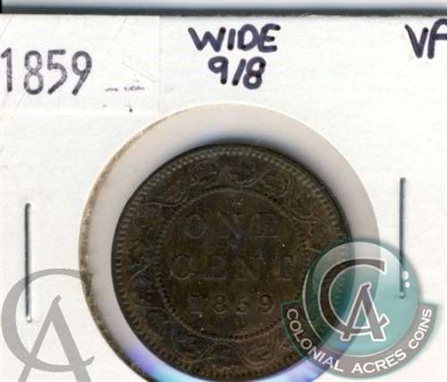 1859 Wide 9/8 Canada 1-cent Very Fine (VF20) $
