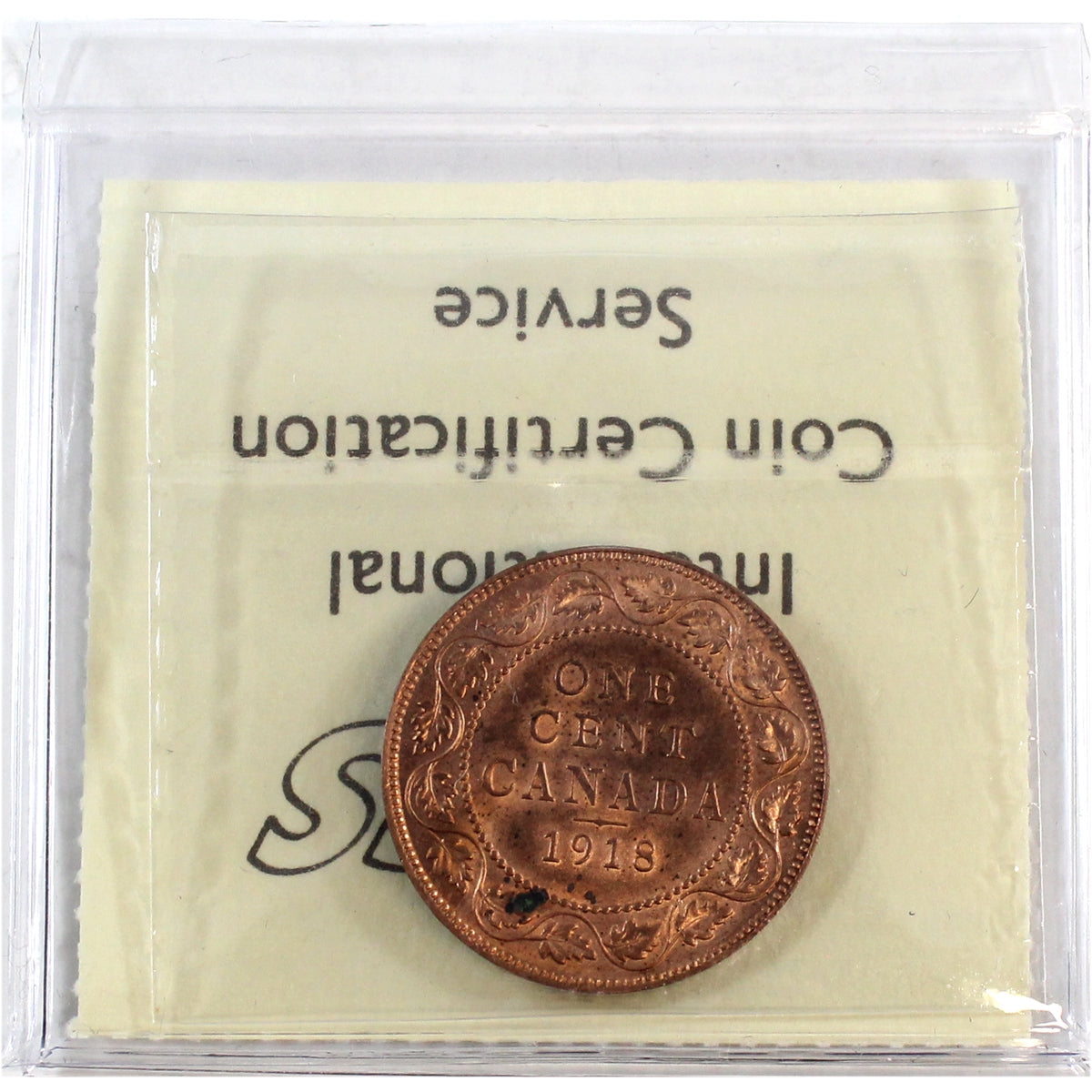 1918 Canada 1-cent ICCS Certified MS64 Red