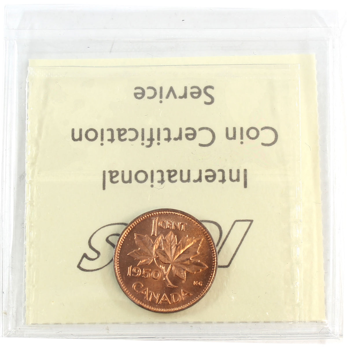 1950 Canada 1-cent ICCS Certified MS65 Red