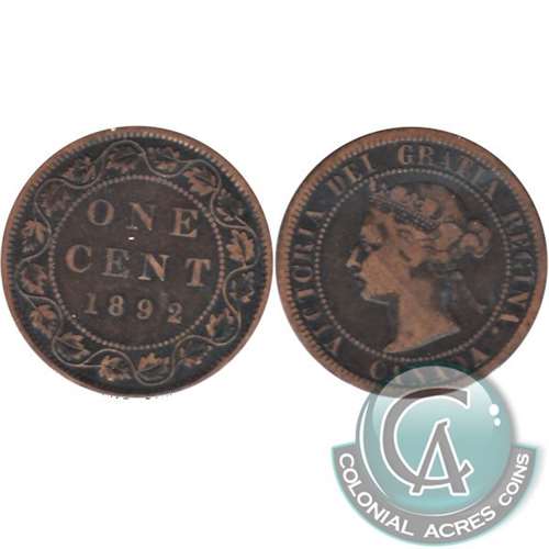 1892 Obv. 2 Canada 1-cent VG-F (VG10)