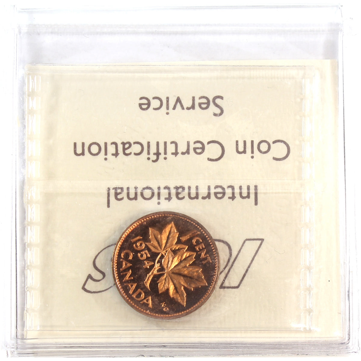 1954 SF Canada 1-cent ICCS Certified PL-64 Red; Cameo