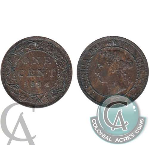 1894 Large 4 Canada 1-cent VF-EF (VF30) $