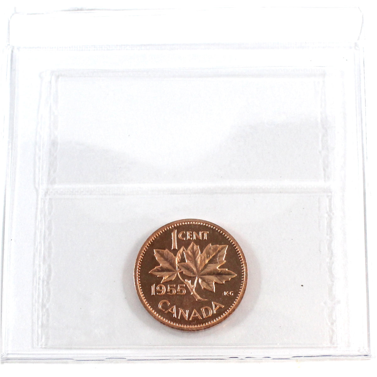 1955 SF Canada 1-cent ICCS Certified PL65 Heavy Cameo; Red