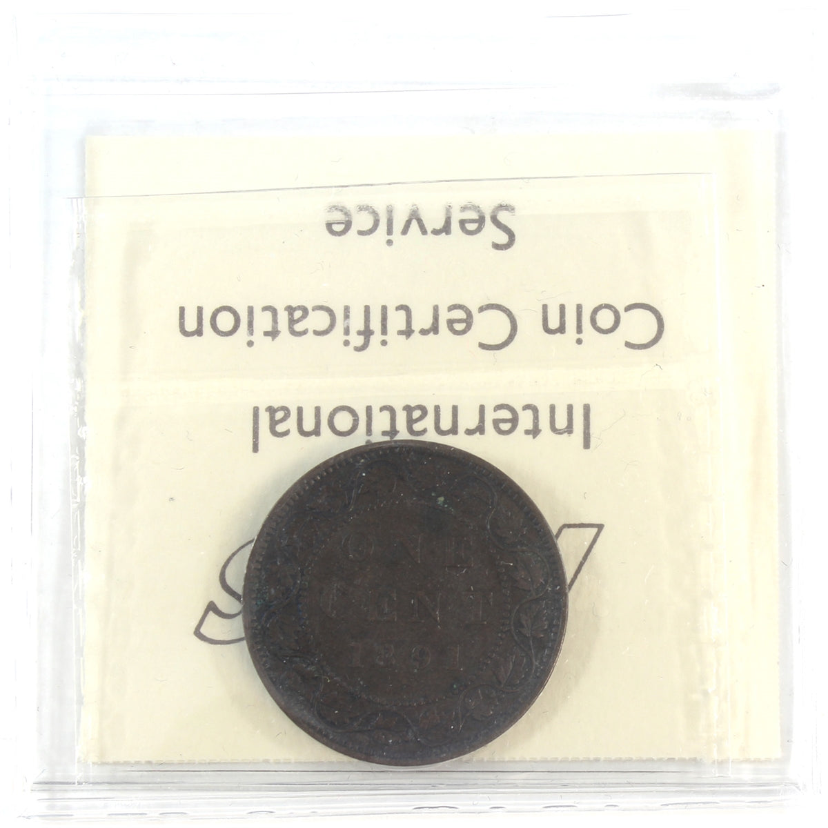 1891 SLSD, Obv. 3 Canada 1-cent ICCS Certified VF20