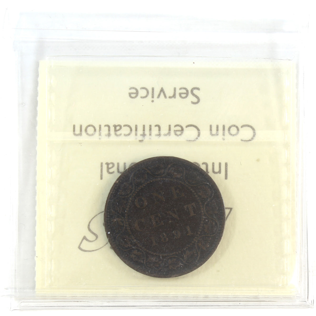 1891 SLSD, Obv. 3 Canada 1-cent ICCS Certified F-15