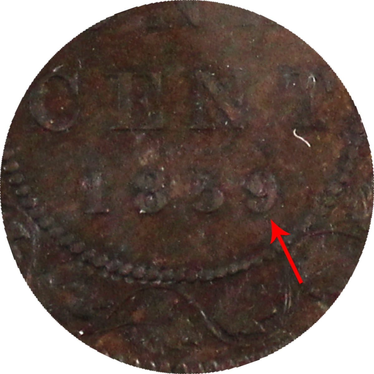 1859 Narrow 9 Canada 1-cent ICCS Certified VF30