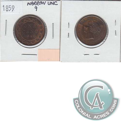 1859 Narrow 9 Canada 1-cent Uncirculated (MS60) $