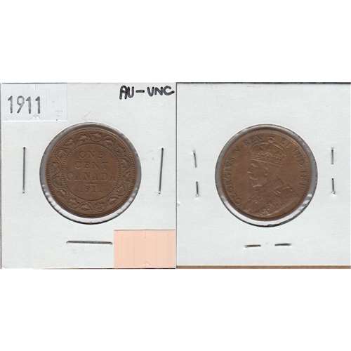 1911 Canada 1-cent AU-UNC (AU55)