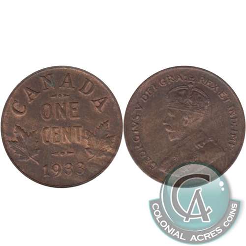1933 Canada 1-cent AU-UNC (AU55)