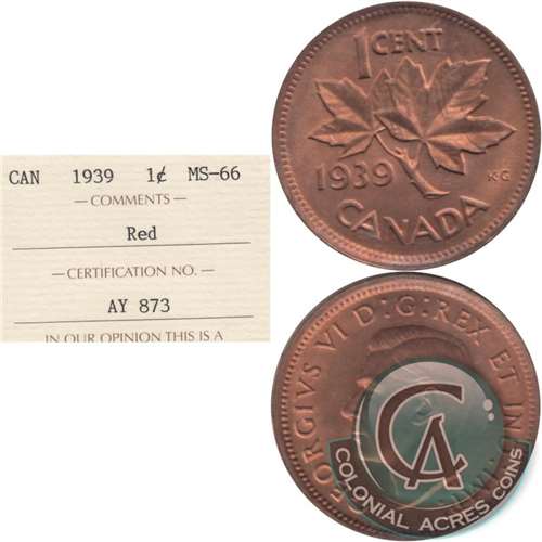 1939 Canada 1-cent AU-UNC (AU55)