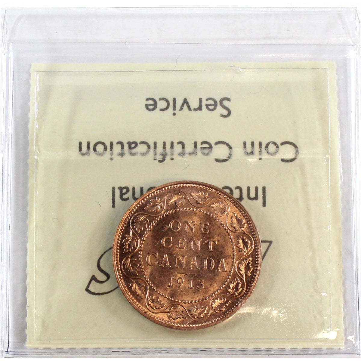 1913 Canada 1-cent ICCS Certified MS-64 Red