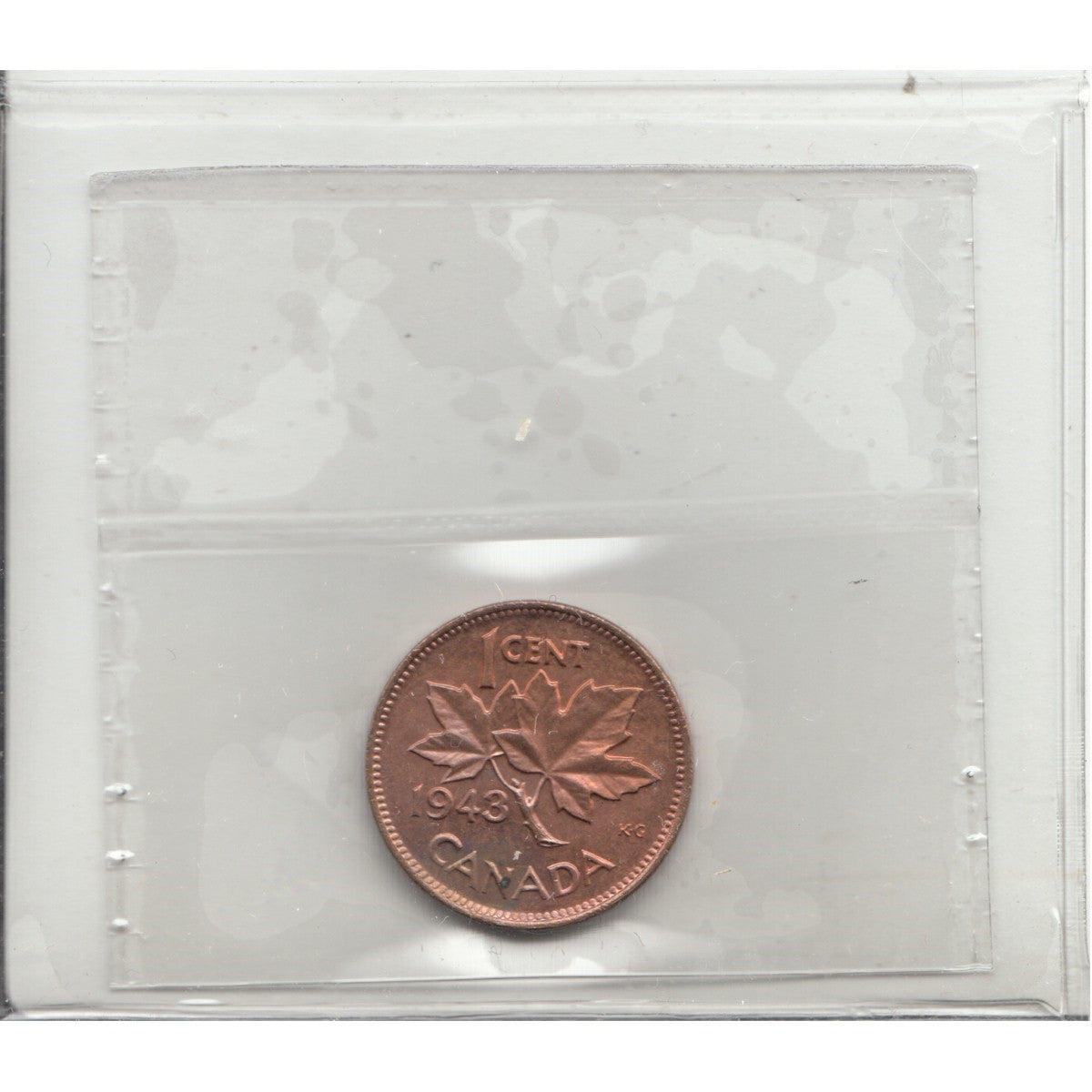 1943 Canada 1-cent ICCS Certified MS64 Red