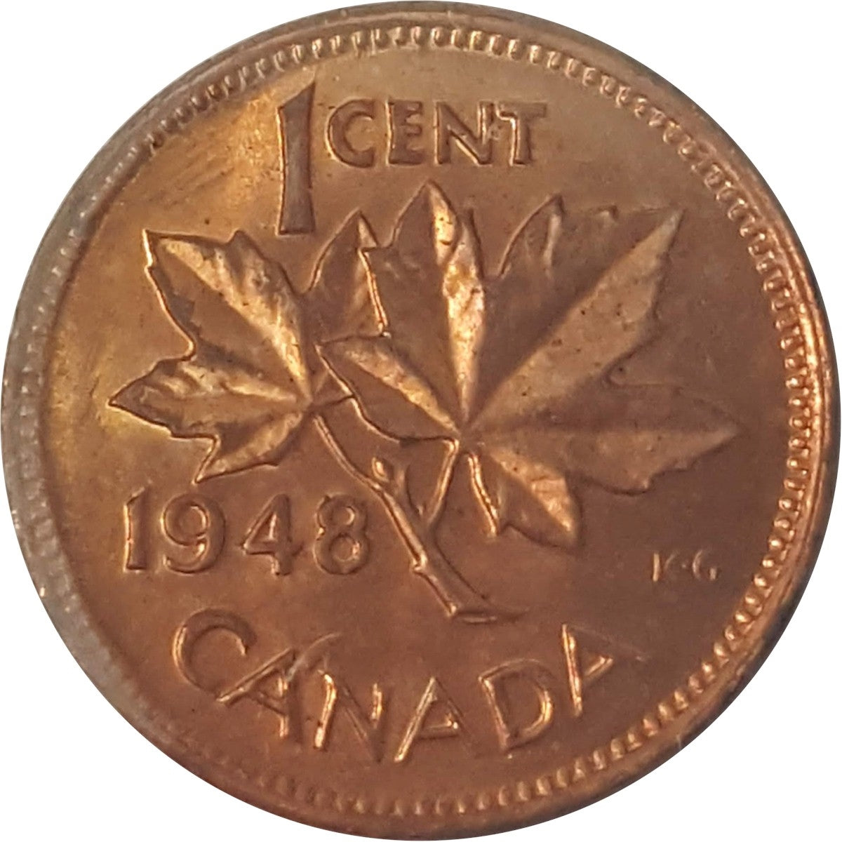 1948 A Off Denticle Canada 1-cent ICCS Certified Red MS64