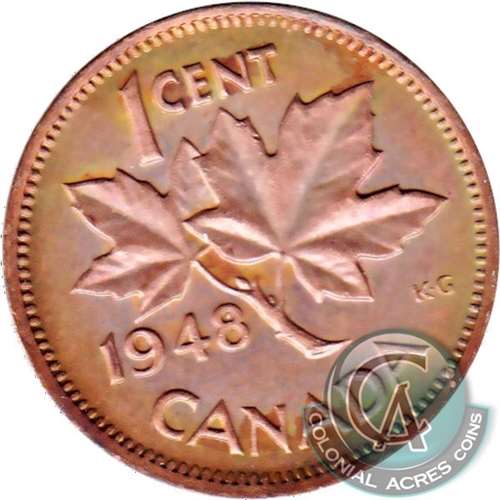 1948 A To Denticle Canada 1-cent Extra Fine (EF-40)