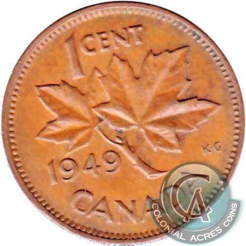 1949 A Between Denticles Canada 1-cent VF-EF (VF30)