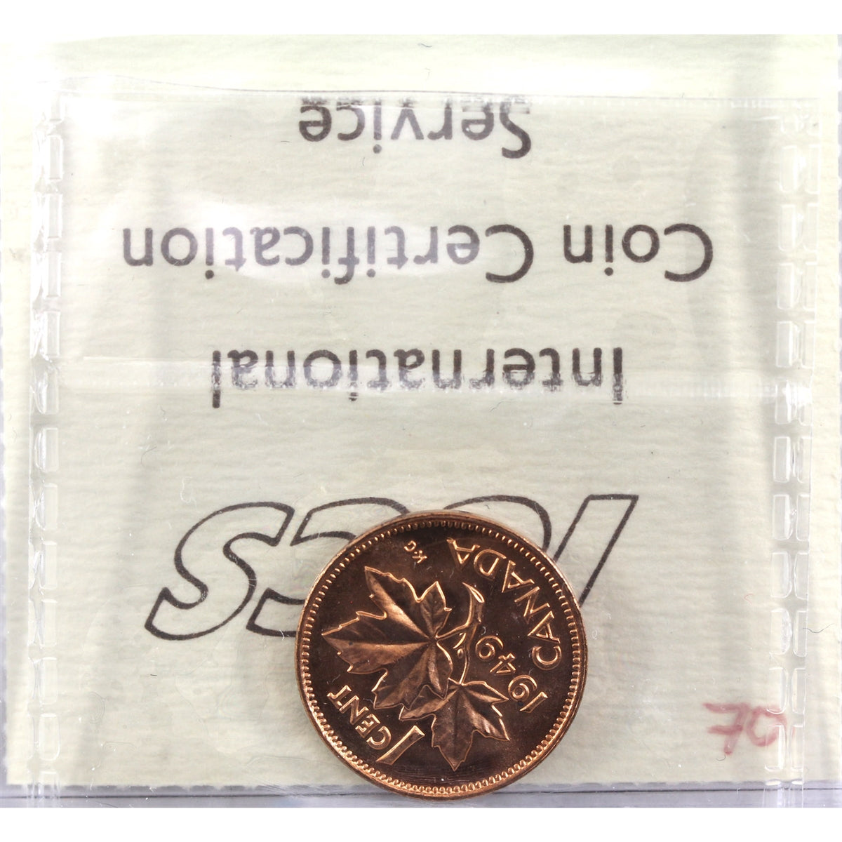 1949 A Off Denticle Canada 1-cent ICCS Certified MS64 Red