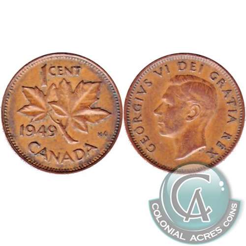 1949 A To Denticle Canada 1-cent Very Good (VG8)
