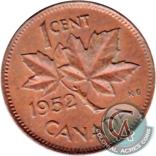 1952 Canada 1-cent Almost Uncirculated (AU-50)