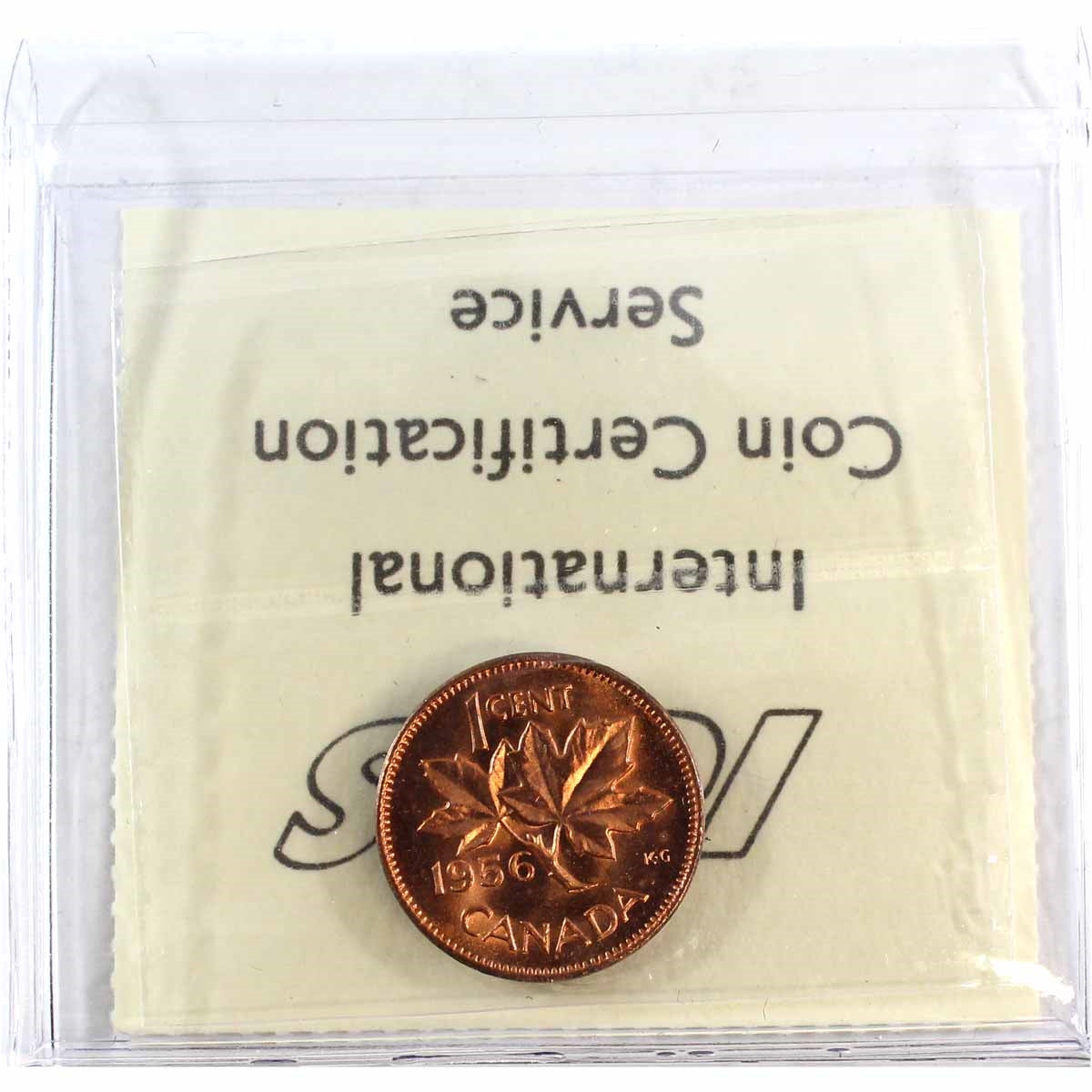 1956 Canada 1-cent ICCS Certified MS65 Red