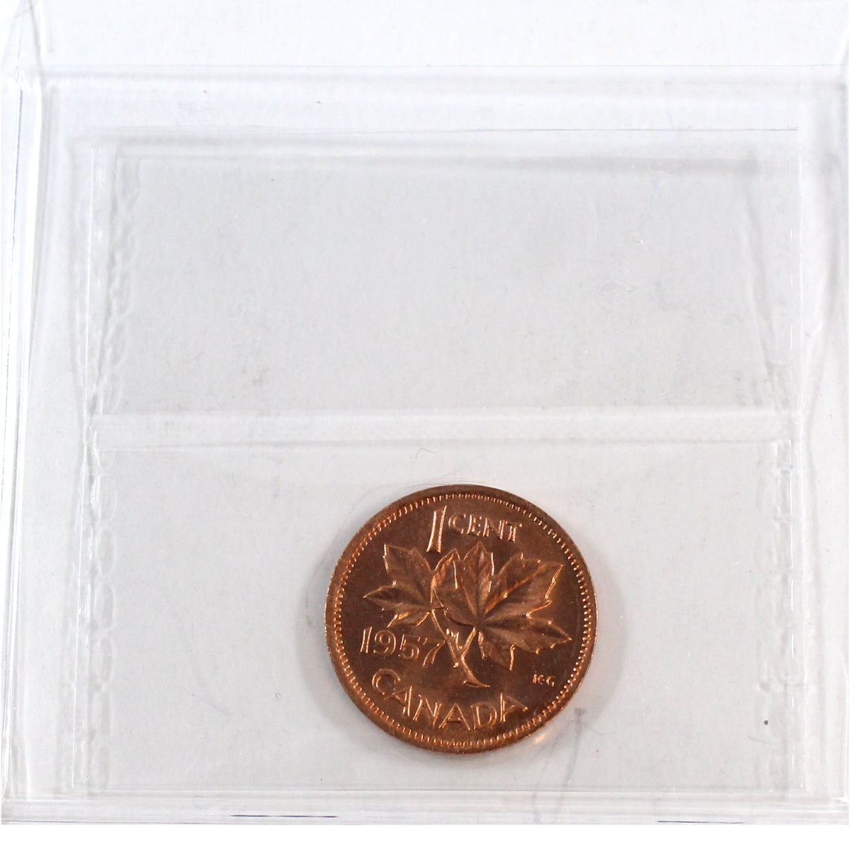 1957 Canada 1-cent ICCS Certified MS65 Red