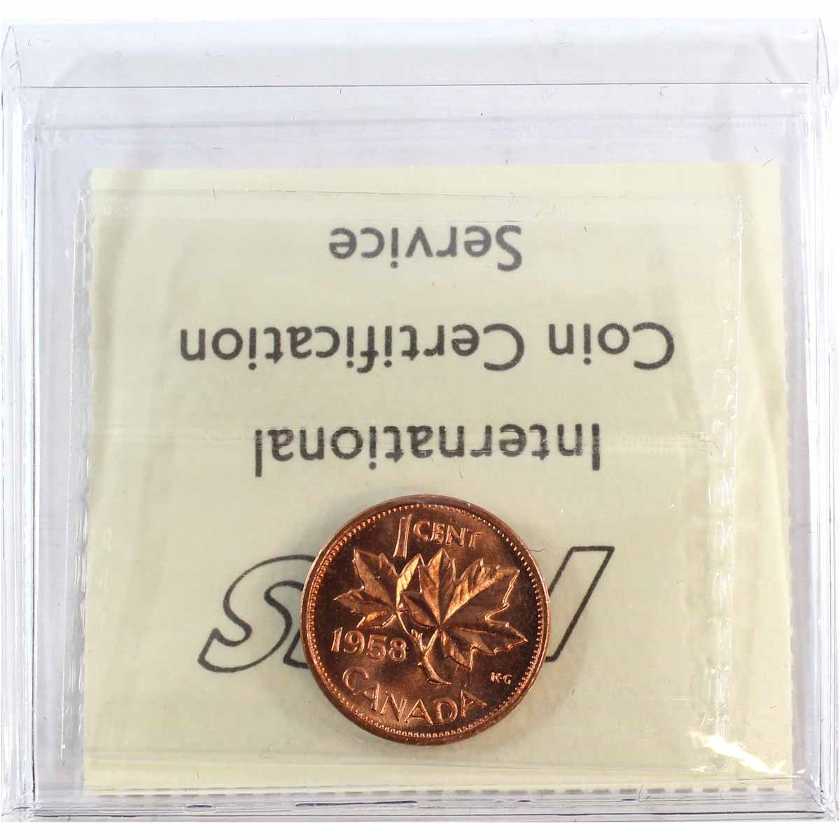 1958 Canada 1-cent ICCS Certified MS65 Red