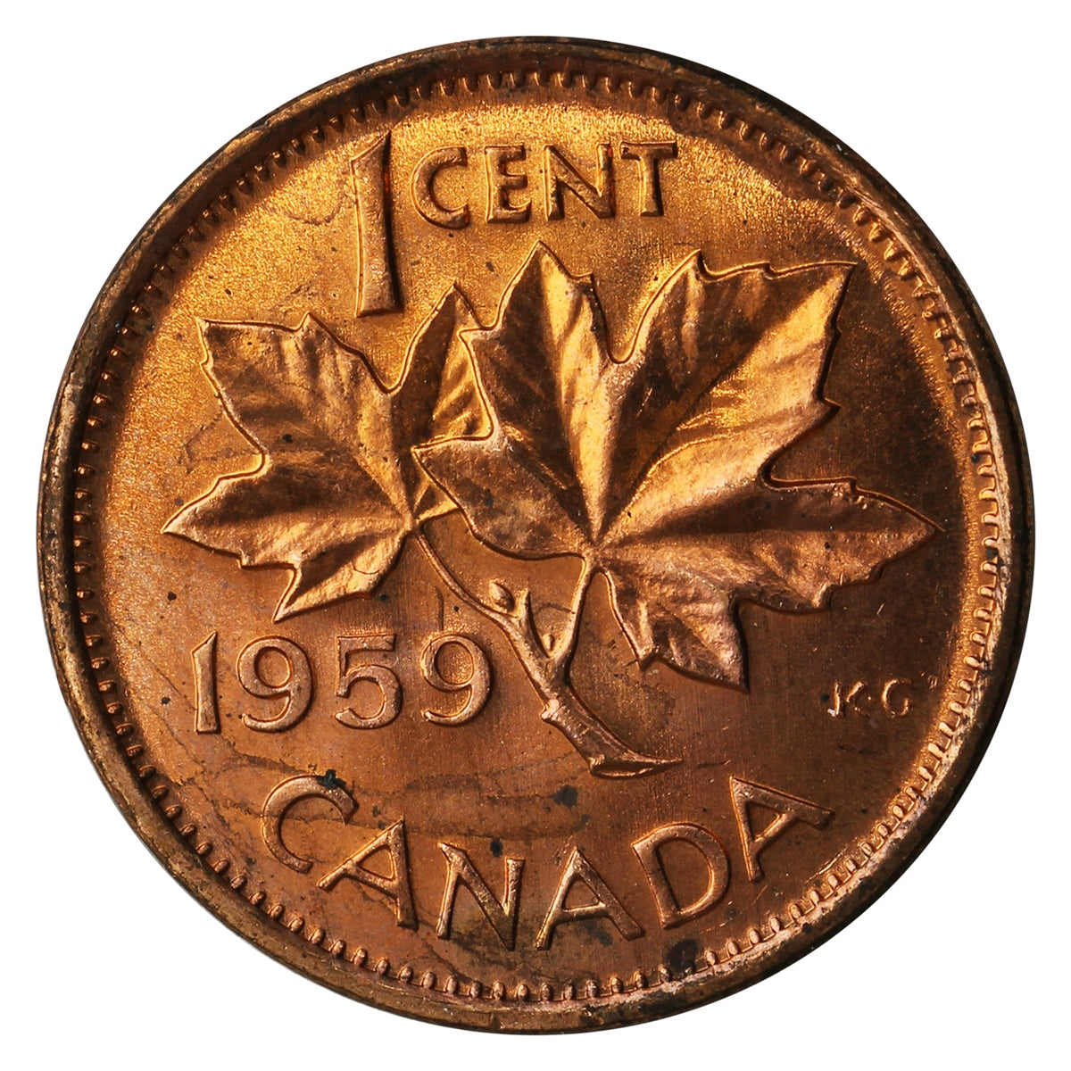 1959 Hanging 9 Canada 1-cent Brilliant Uncirculated (MS-63)