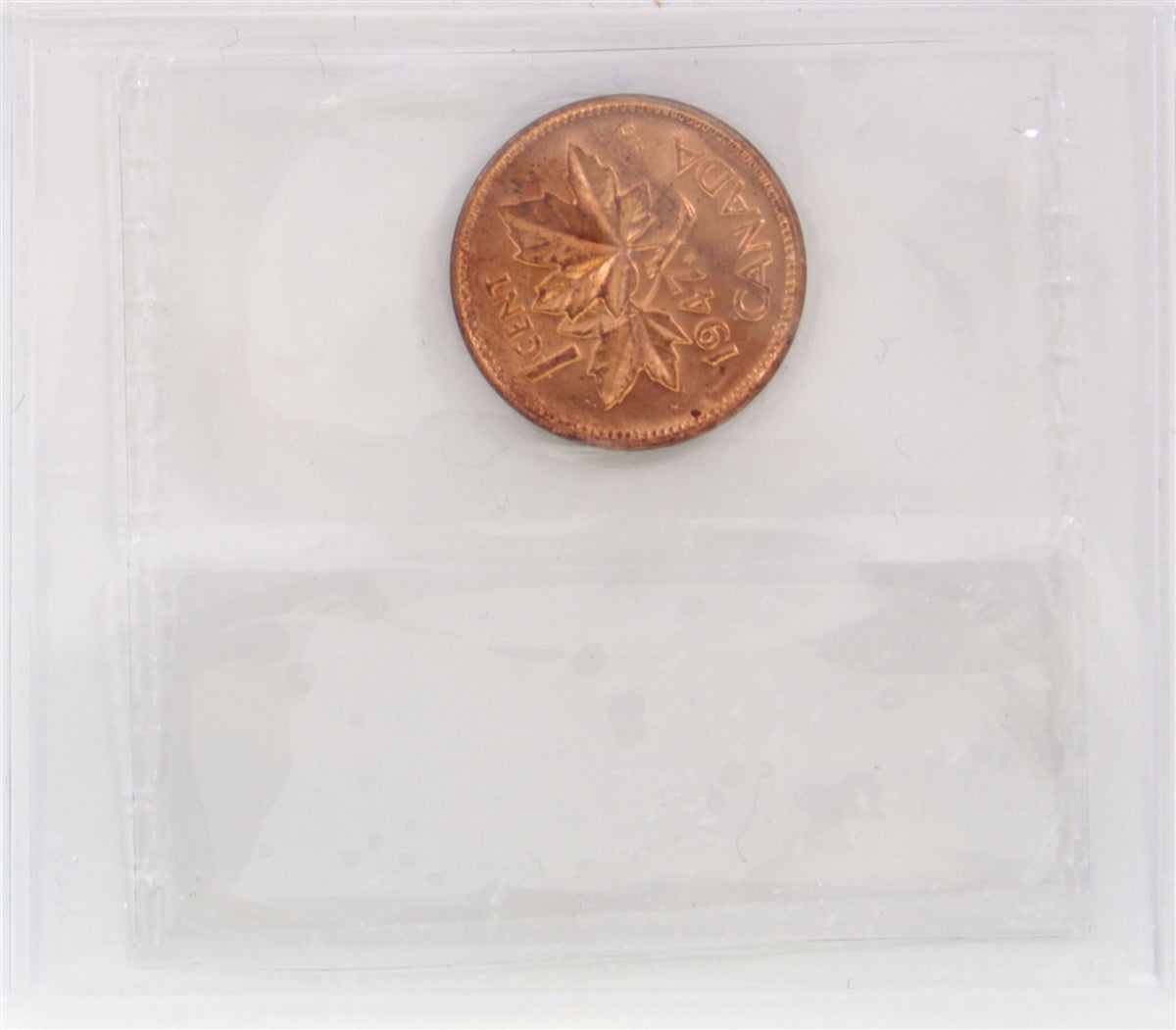 1947 Maple Leaf Pointed 7 Canada 1-cent ICCS Certified MS-65 Red