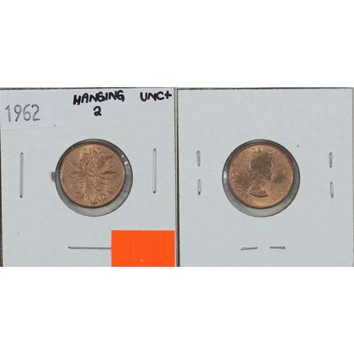 1962 Hanging 2 Canada 1-cent UNC+ (MS62)