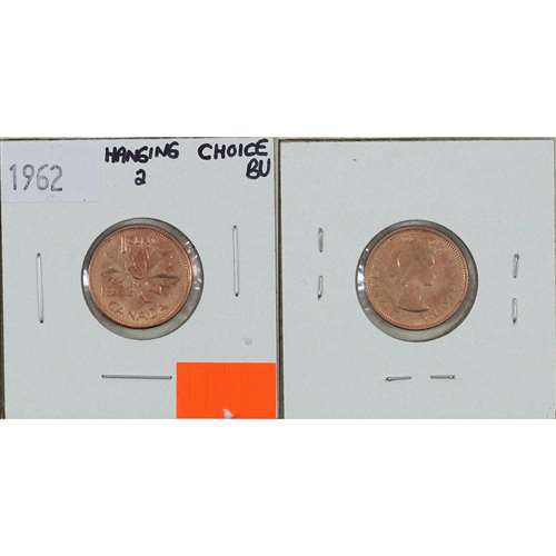1962 Hanging 2 Canada 1-cent Choice Brilliant Uncirculated (MS64)