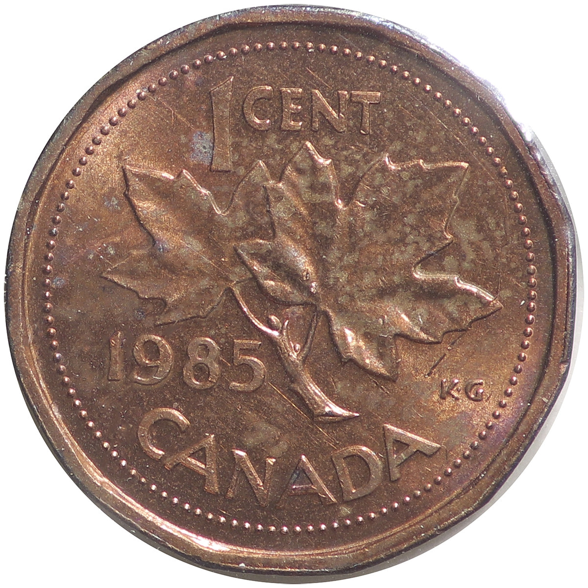 1985 Pointed 5 Canada 1-cent UNC+ (MS-62)