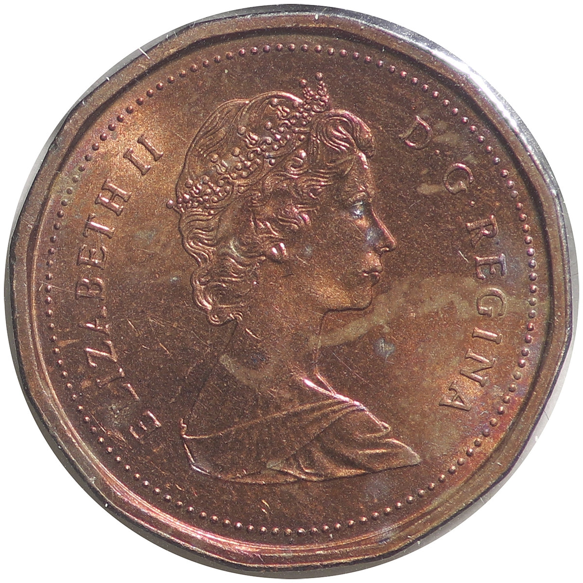 1985 Pointed 5 Canada 1-cent UNC+ (MS-62)