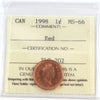 1998 Canada 1-cent ICCS Certified MS66 Red