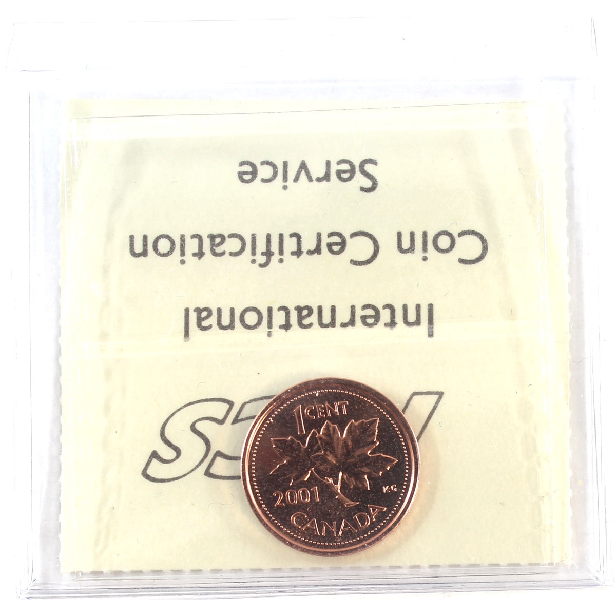 2001P Canada 1-cent ICCS Certified MS-66 Red; Numismatic BU