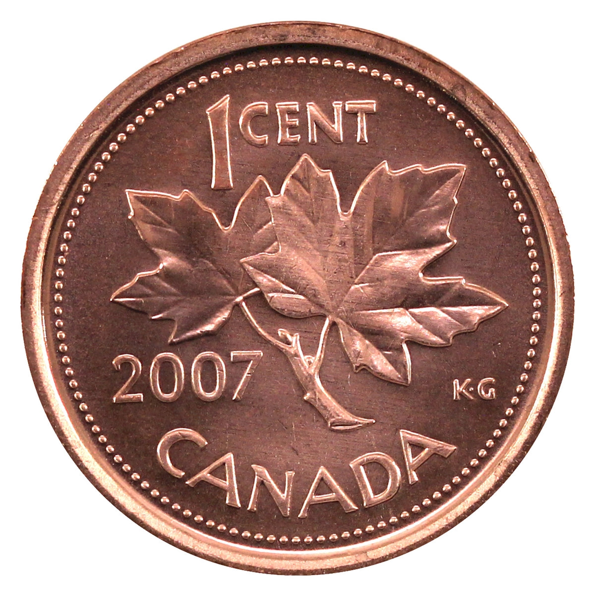 2007 Non Magnetic Canada 1-cent Brilliant Uncirculated (MS63)