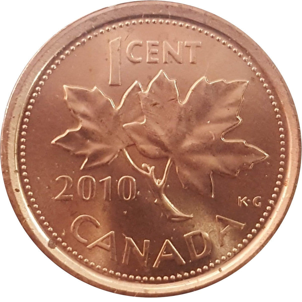 2010 Non Magnetic Canada 1-cent Brilliant Uncirculated (MS63)