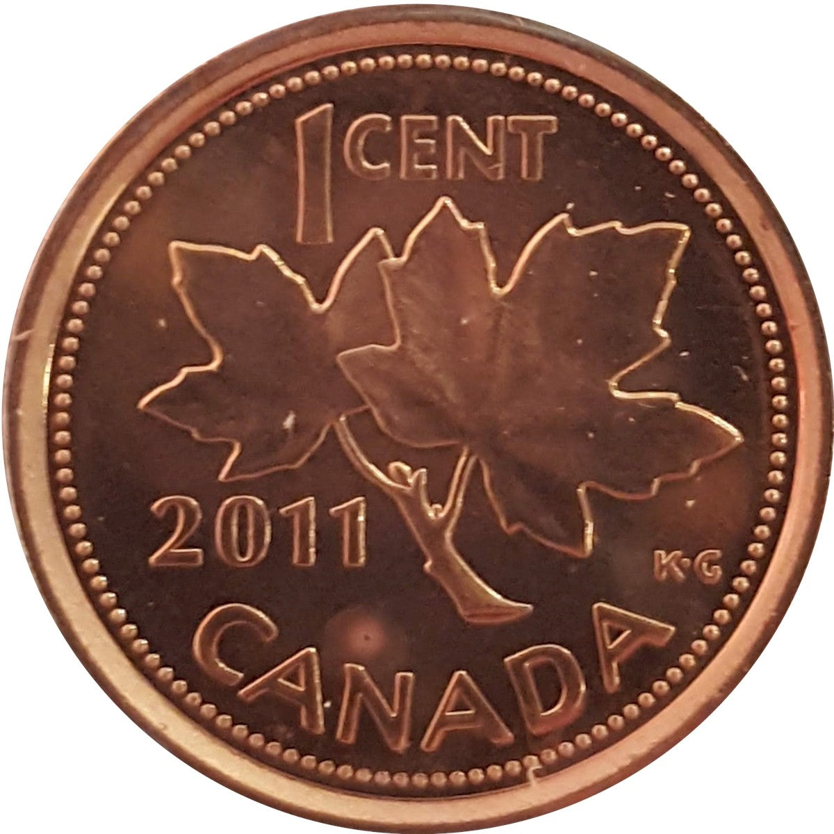 2011 Non Magnetic Canada 1-cent Brilliant Uncirculated (MS63)